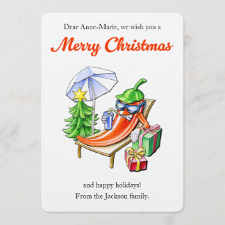 Funny Chili on Sun Lounger Personalized Christmas Invitation