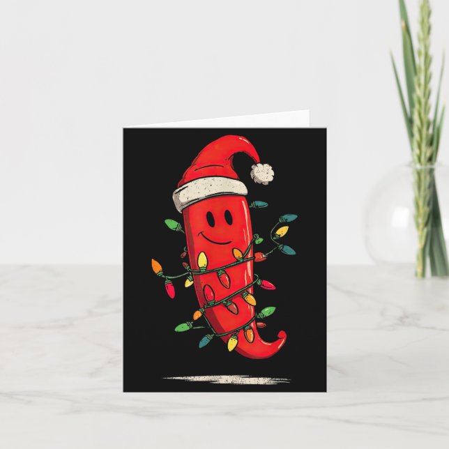 Funny Chili Pepper Christmas Graphics Lights Lover Card (Front)