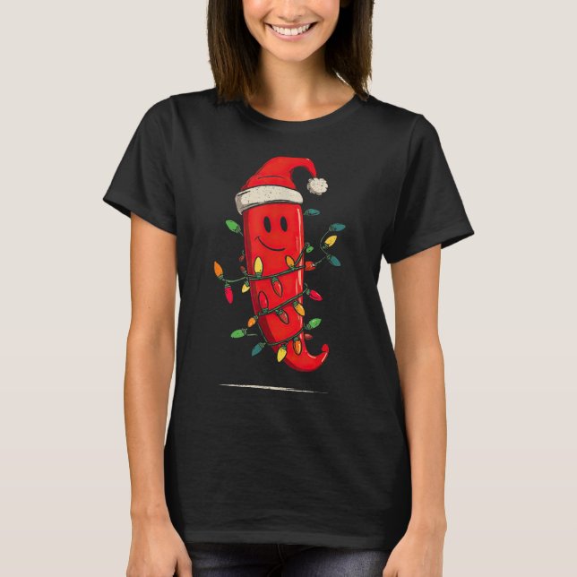 Funny Chili Pepper Christmas Graphics Lights Lover T-Shirt (Front)