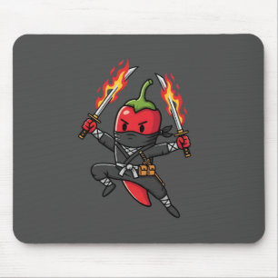 Funny Chili Pepper Fire Ninja Samurai Illustration Mouse Pad