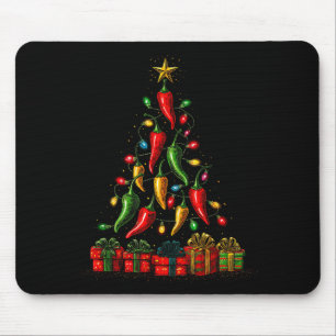 Funny Chili Peppers Christmas Tree Graphic Mouse Pad