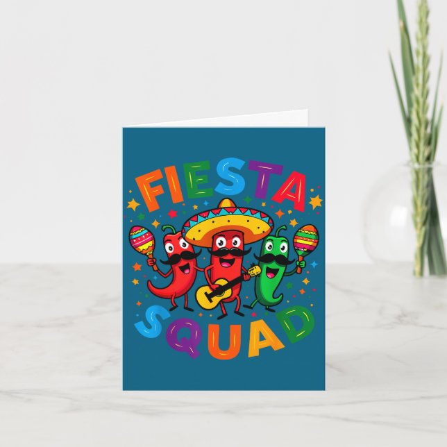 Funny chili peppers fiesta squad cinco de mayo card (Front)