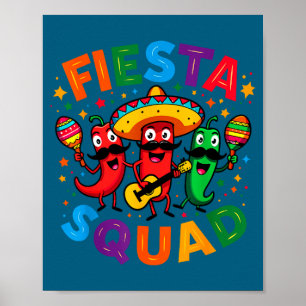 Funny chili peppers fiesta squad cinco de mayo poster