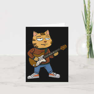 Funny Chill Cat Playing A Guitar Guys Dad Rock &am Card