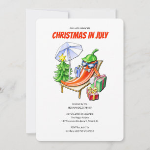 Funny Chilli Christmas in July Summer Pool Party Invitation