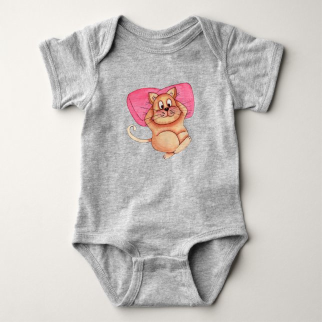Funny Chillin Cat Pet Cute Baby Bodysuit (Front)