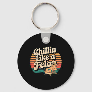 Funny Chillin Like A Felon Trump Summer 2024 Retro Keychain