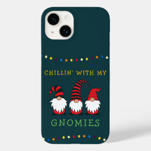 Funny Chillin' With My Gnomies Christmas Pun    Case-Mate iPhone 14 Case