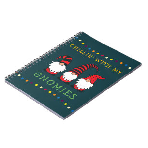 Funny Chillin' With My Gnomies Christmas Pun Notebook