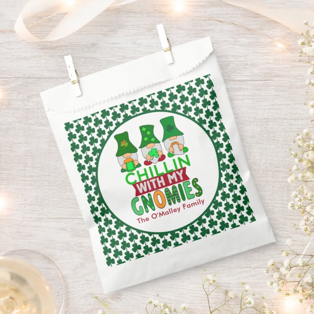 Funny Chillin with My Gnomies St Patricks Day Favour Bag (Clipped)