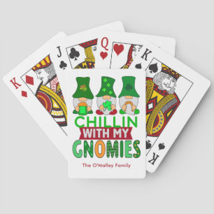 Funny Chillin with My Gnomies St Patricks Day Playing Cards