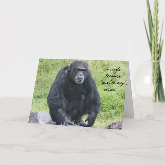 Funny Chimapanzee Birthday card for sister (Front)