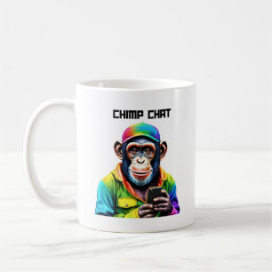 Funny-Chimp Chat-Chimpanzee with Phone- Coffee Mug