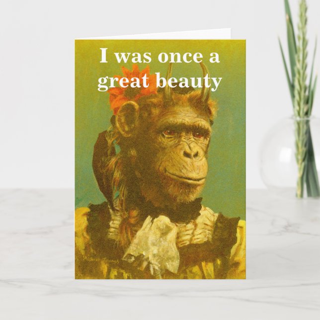 Funny Chimp Greetings Card (Front)
