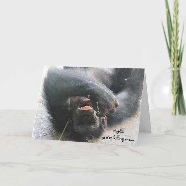 Funny Chimpanzee Birthday Card, Over the Hill Card (Front)