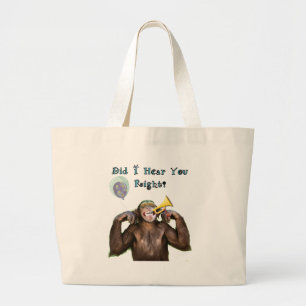 Funny Chimpanzee Over the Hill Birthday Large Tote Bag