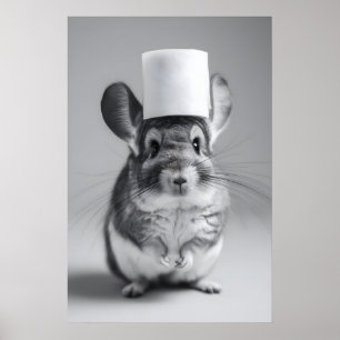 Funny Chinchilla Bathroom Print, Toilet Paper Hat Poster