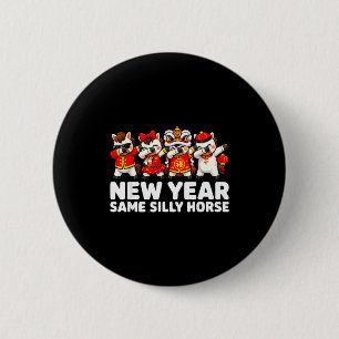 Funny Chinese Lunar New Year Same Silly Horse Dabb 2 Inch Round Button