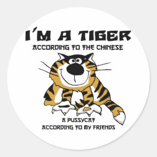 Funny Chinese Zodiac Tiger Gift Classic Round Sticker