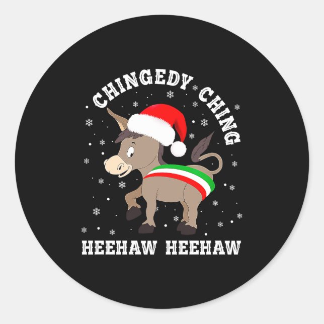 Funny Chingedy Ching Hee Haw Santa Merry Christmas Classic Round Sticker (Front)