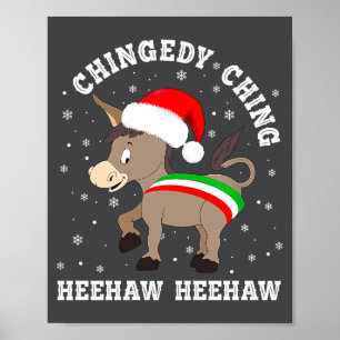 Funny Chingedy Ching Hee Haw Santa Merry Christmas Poster