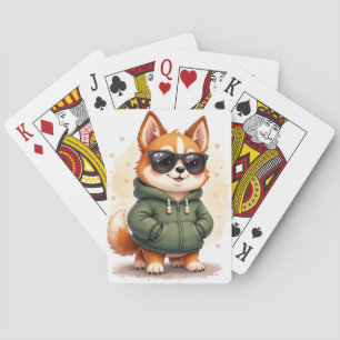 Funny Chinook Kawaii Dog Playing Cards