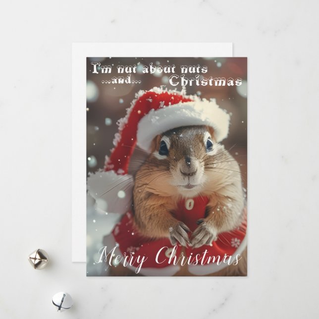 Funny Chipmunk Nut for Christmas Photo Holiday Card (Front/Back In Situ)