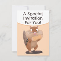 Funny chipmunk personalized cartoon invitation