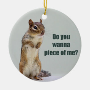 Funny Chipmunk Picture Ceramic Ornament