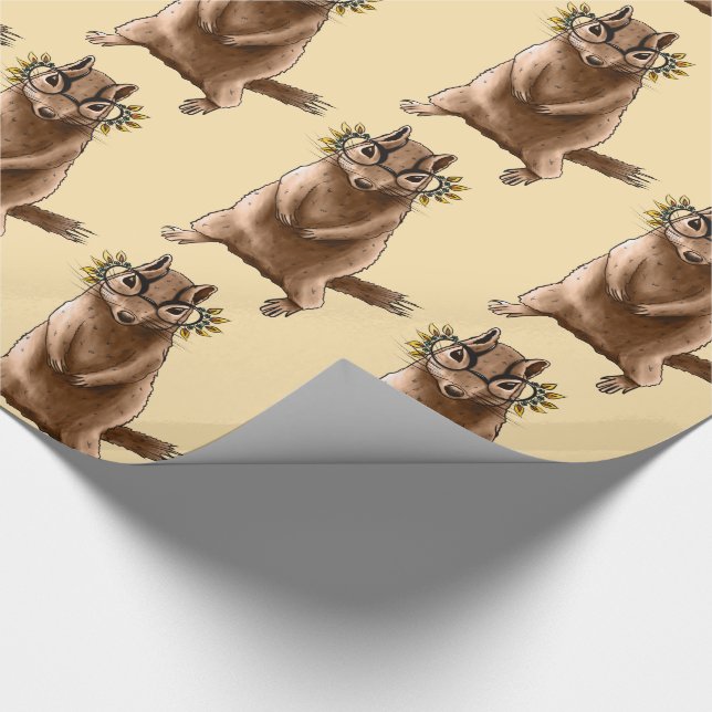 Funny Chipmunk Squirrel Geek Animal Art Wrapping Paper (Corner)