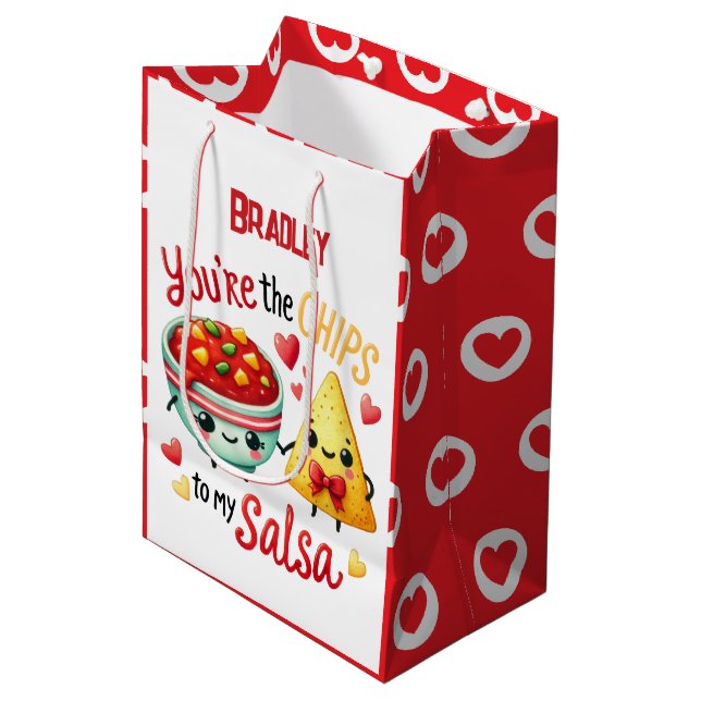 Funny Chips to My Salsa Valentine's Day Add Name Medium Gift Bag (Front Angled)