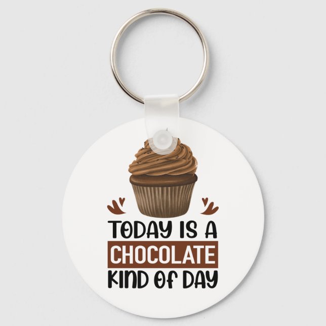 Funny Chocoholic Cupcake Foodie Chocolate  Keychain (Front)
