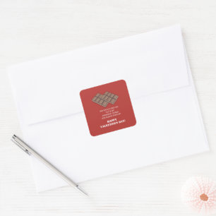 Funny  Chocolate Bar Valentine's Day Message Card Square Sticker