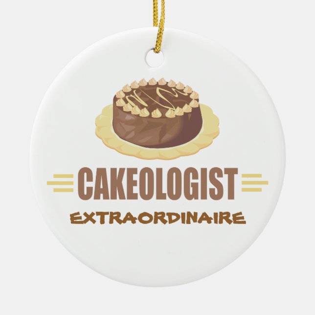Funny Chocolate Cake Ceramic Ornament (Front)
