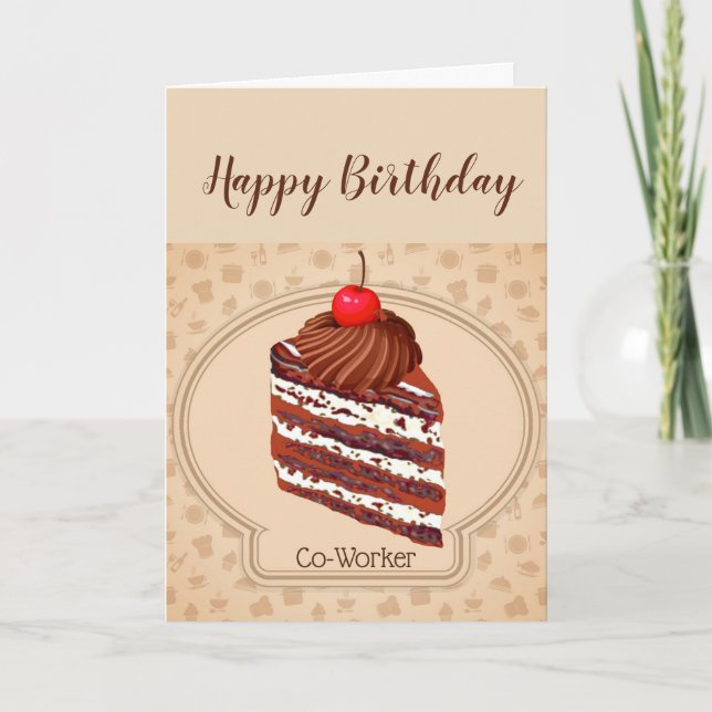 Funny Chocolate Cake Co-Worker Birthday Card (Front)