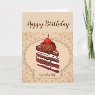 Funny Chocolate Cake Co-Worker Birthday Card