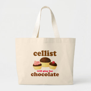 Funny Chocolate Cello Totebag Large Tote Bag