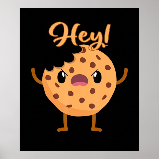 Funny Chocolate Chip Cookie A Bite Taken Out Poster (Front)