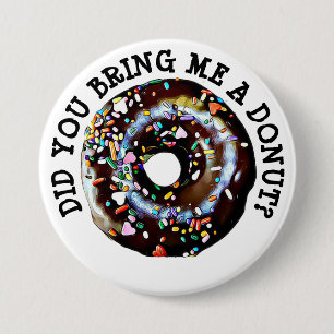 Funny Chocolate Doughnut Doughnut Button