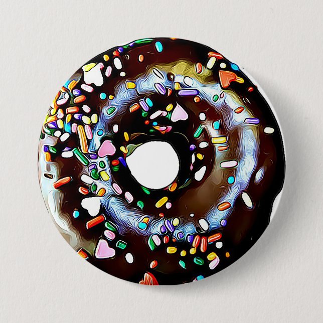 Funny Chocolate Doughnut Doughnut Button (Front)