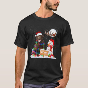 Funny Chocolate Lab Dog Christmas Snowman Xmas Lig T-Shirt