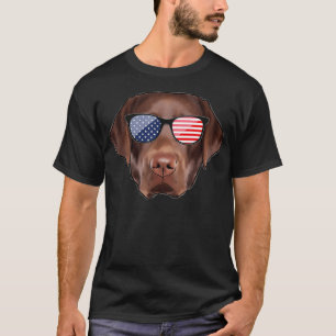 Funny Chocolate Labrador American Flag T-Shirt