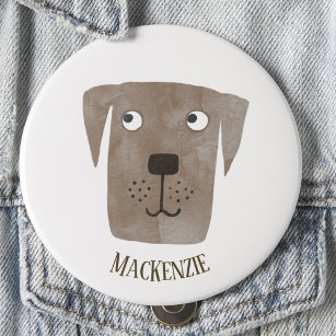 Funny Chocolate Labrador Retriever Dog Custom Name 1 Inch Round Button