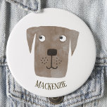 Funny Chocolate Labrador Retriever Dog Custom Name 1 Inch Round Button<br><div class="desc">A cute Chocolate Labrador Retriever dog watercolor painting to make you smile.
Customize by changing or removing the name.</div>