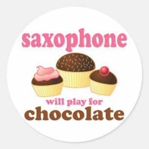 Funny Chocolate Saxophone Classic Round Sticker