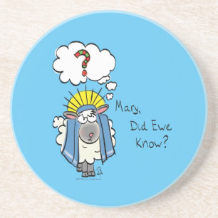Funny Christian Christmas Cute Sheep Cartoon Coaster