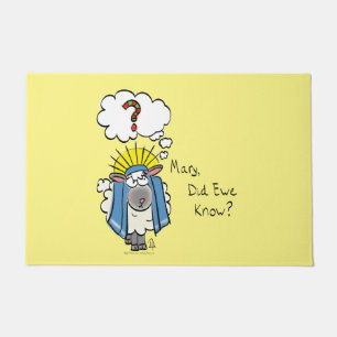 Funny Christian Christmas Cute Sheep Cartoon Doormat