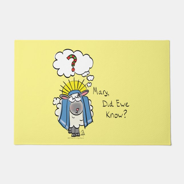 Funny Christian Christmas Cute Sheep Cartoon Doormat (Front)