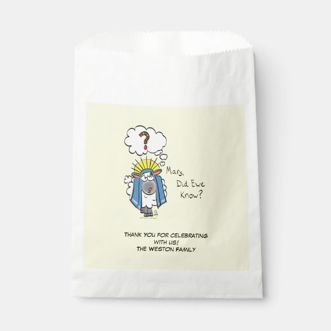 Funny Christian Christmas Cute Sheep Cartoon Favour Bag (Front)
