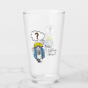 Funny Christian Christmas Cute Sheep Cartoon Glass